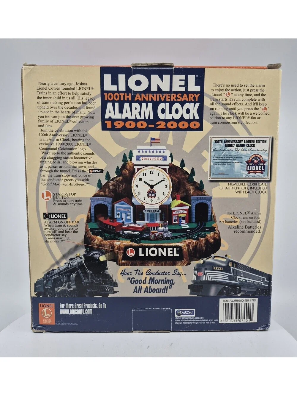 Lionel Trains 100th Anniversary Animated Talking Alarm Clock w/COA  (see desc)